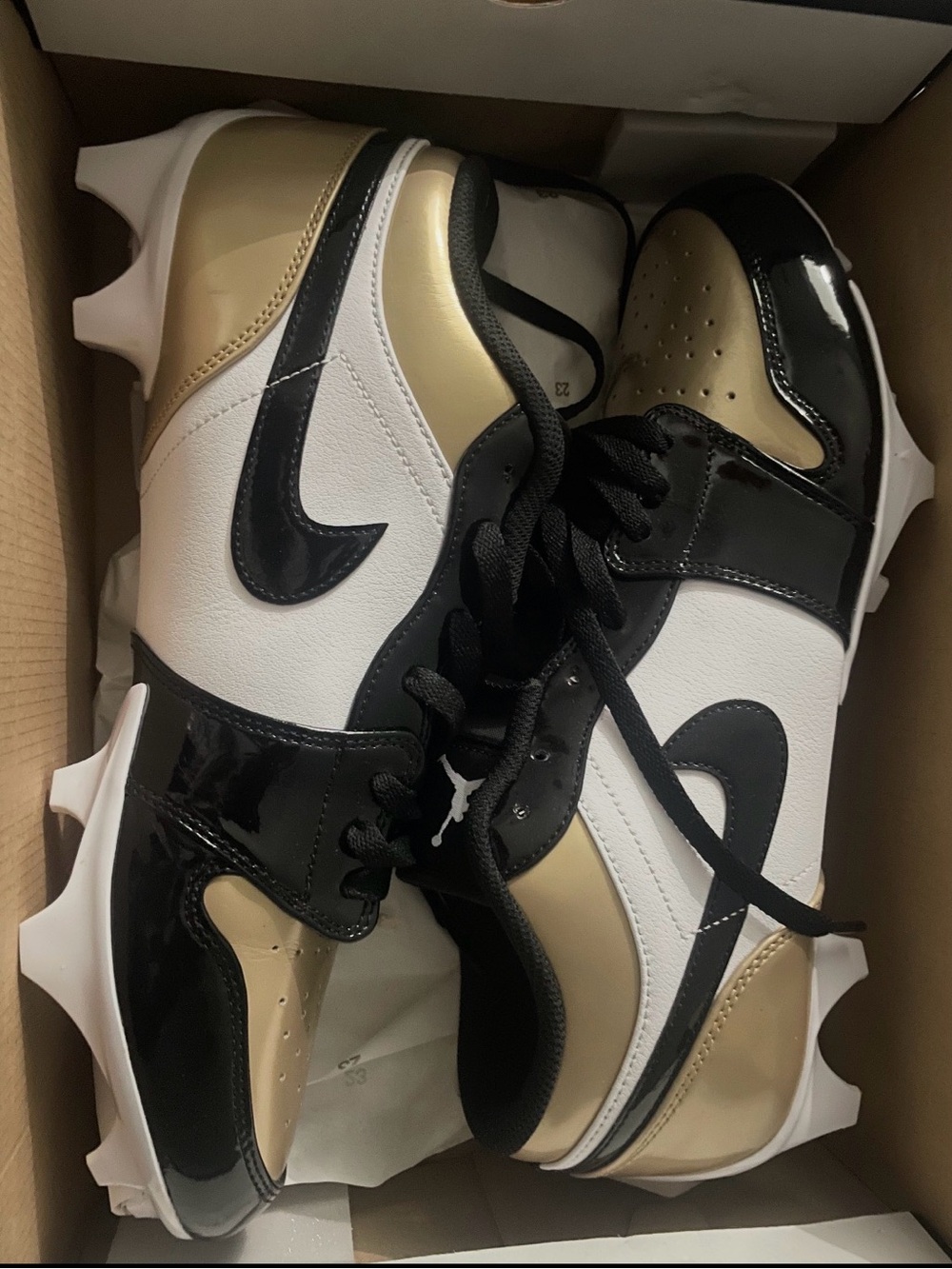 Nike White Black Gold Turf Cleats